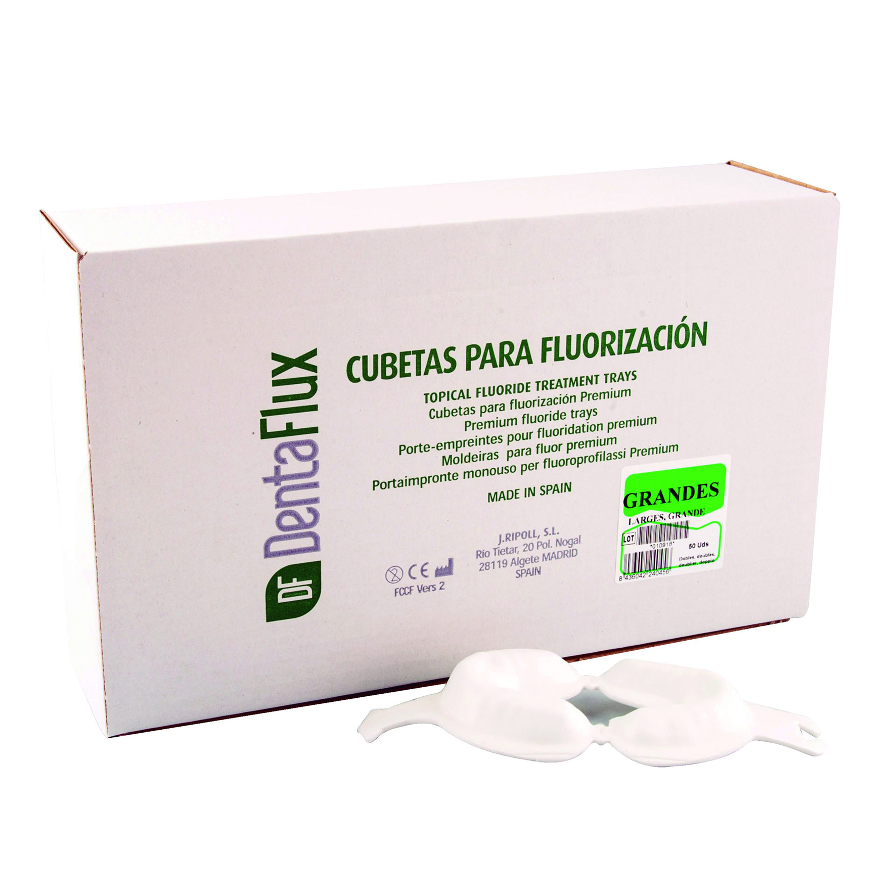 060157 CUBETAS FLUOR DENTAFLUX medianas blancas 50 ud - Imagen 1